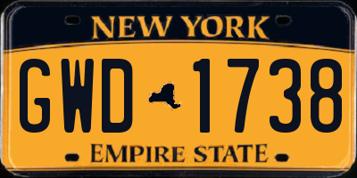 NY license plate GWD1738