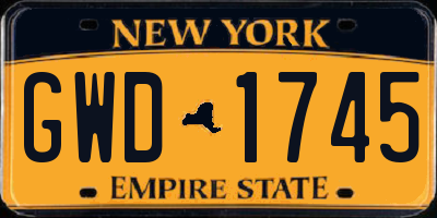 NY license plate GWD1745