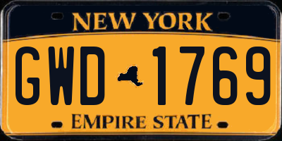 NY license plate GWD1769
