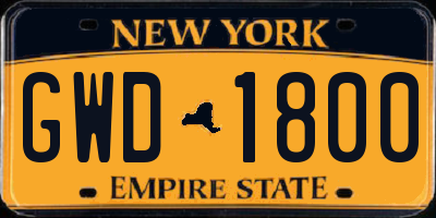 NY license plate GWD1800
