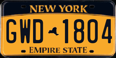 NY license plate GWD1804