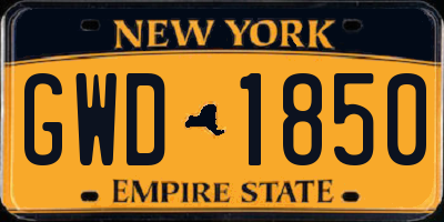 NY license plate GWD1850