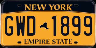 NY license plate GWD1899