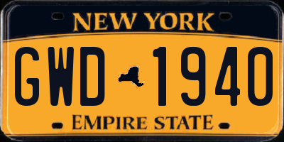 NY license plate GWD1940