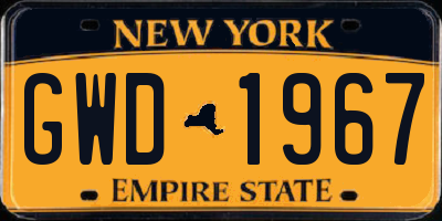 NY license plate GWD1967