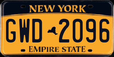 NY license plate GWD2096