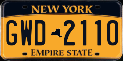 NY license plate GWD2110