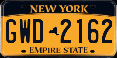 NY license plate GWD2162