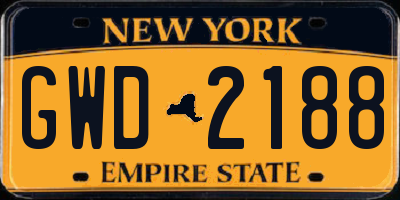 NY license plate GWD2188