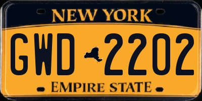 NY license plate GWD2202