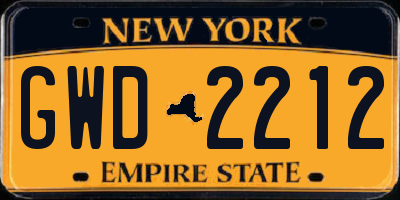 NY license plate GWD2212