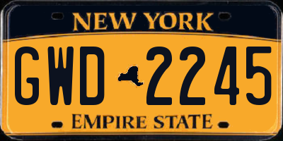 NY license plate GWD2245