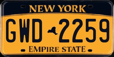 NY license plate GWD2259