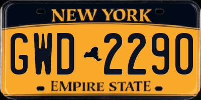 NY license plate GWD2290