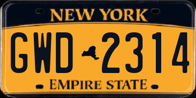 NY license plate GWD2314