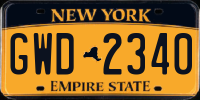 NY license plate GWD2340