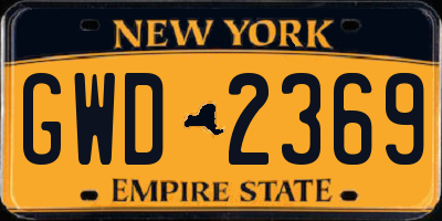 NY license plate GWD2369