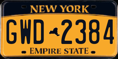 NY license plate GWD2384