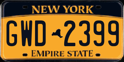 NY license plate GWD2399