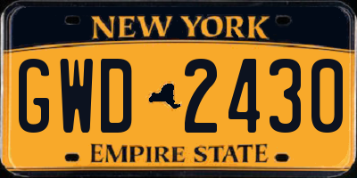 NY license plate GWD2430
