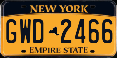 NY license plate GWD2466