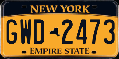 NY license plate GWD2473