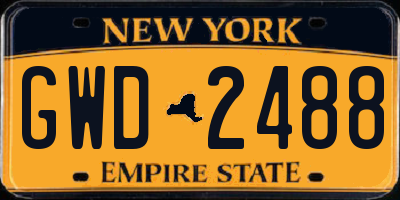 NY license plate GWD2488