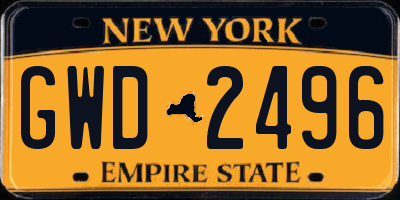 NY license plate GWD2496