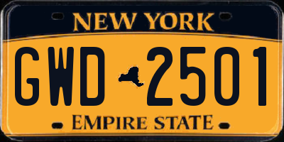 NY license plate GWD2501