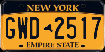 NY license plate GWD2517