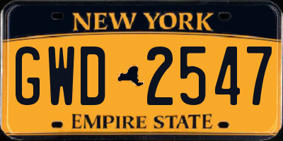 NY license plate GWD2547