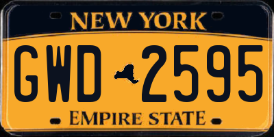 NY license plate GWD2595