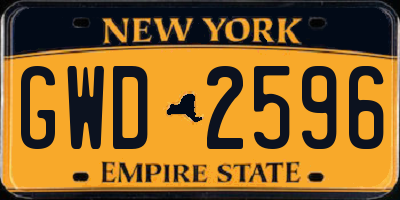 NY license plate GWD2596