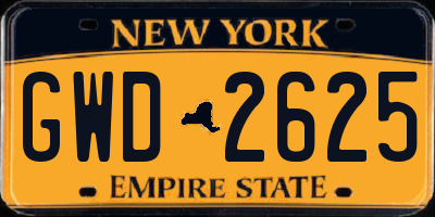 NY license plate GWD2625