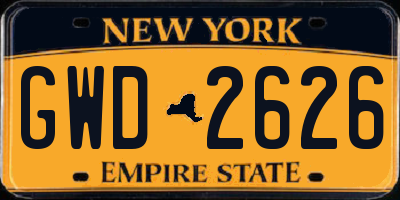 NY license plate GWD2626