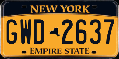 NY license plate GWD2637