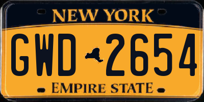 NY license plate GWD2654