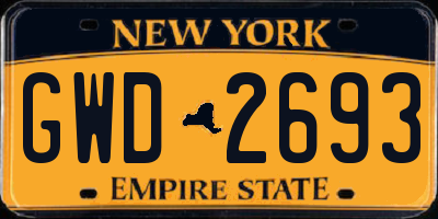 NY license plate GWD2693