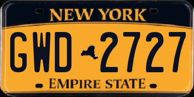 NY license plate GWD2727