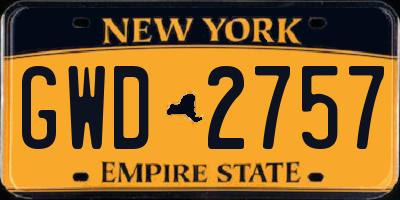 NY license plate GWD2757