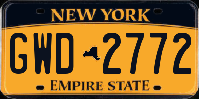 NY license plate GWD2772