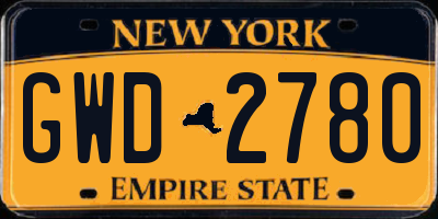 NY license plate GWD2780