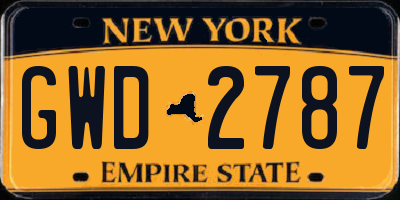 NY license plate GWD2787