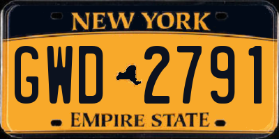 NY license plate GWD2791