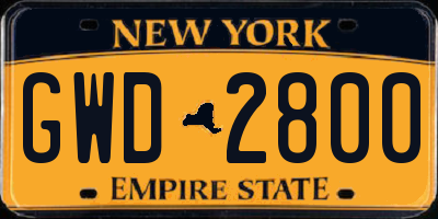 NY license plate GWD2800