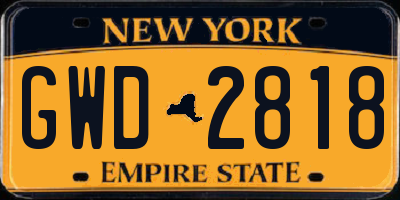 NY license plate GWD2818