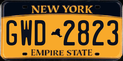 NY license plate GWD2823