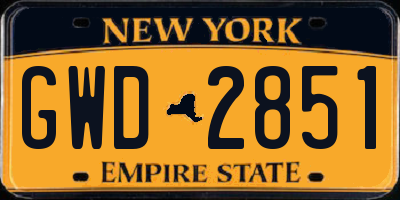 NY license plate GWD2851