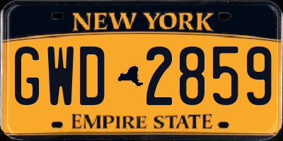 NY license plate GWD2859