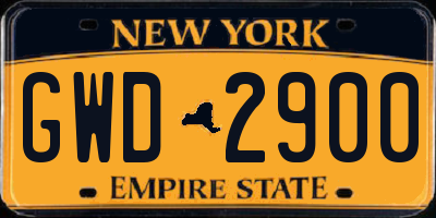 NY license plate GWD2900